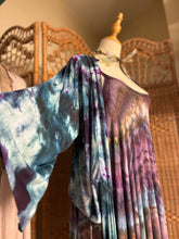 Load image into Gallery viewer, Tie dye wrap kimono|Bamboo jersey| Bell sleeves| black and blue
