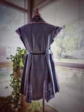 Load image into Gallery viewer, OOAK upcycled patchwork denim and flannel plaid babydoll reworked tunic size small medium
