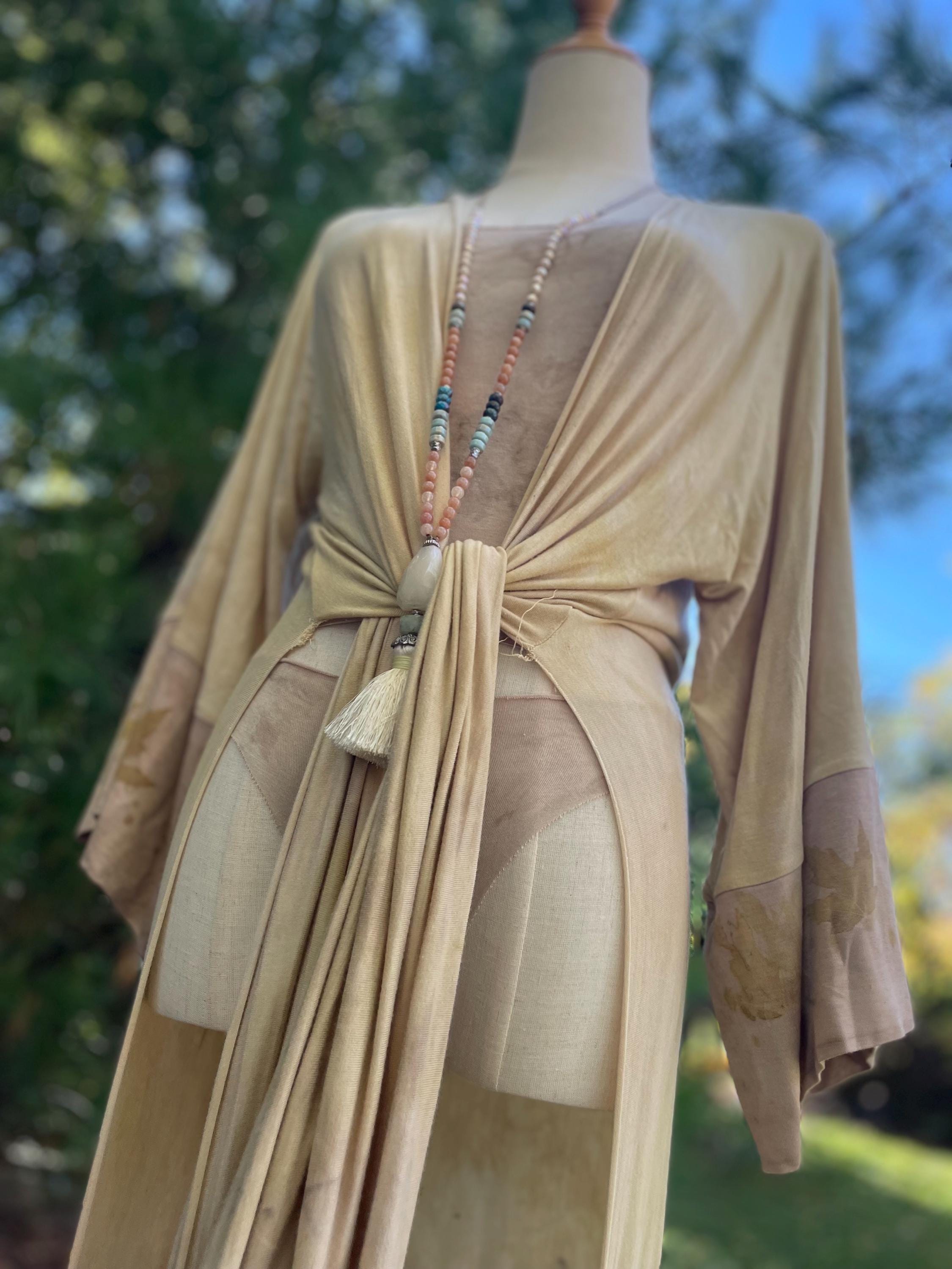 Eco Printed Kimono Robe Bamboo Jersey