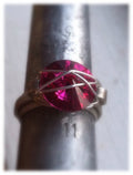 Fuchsia Swarovski Statement ring in silver - Up-cycled clothing by Andrea Durham Designs